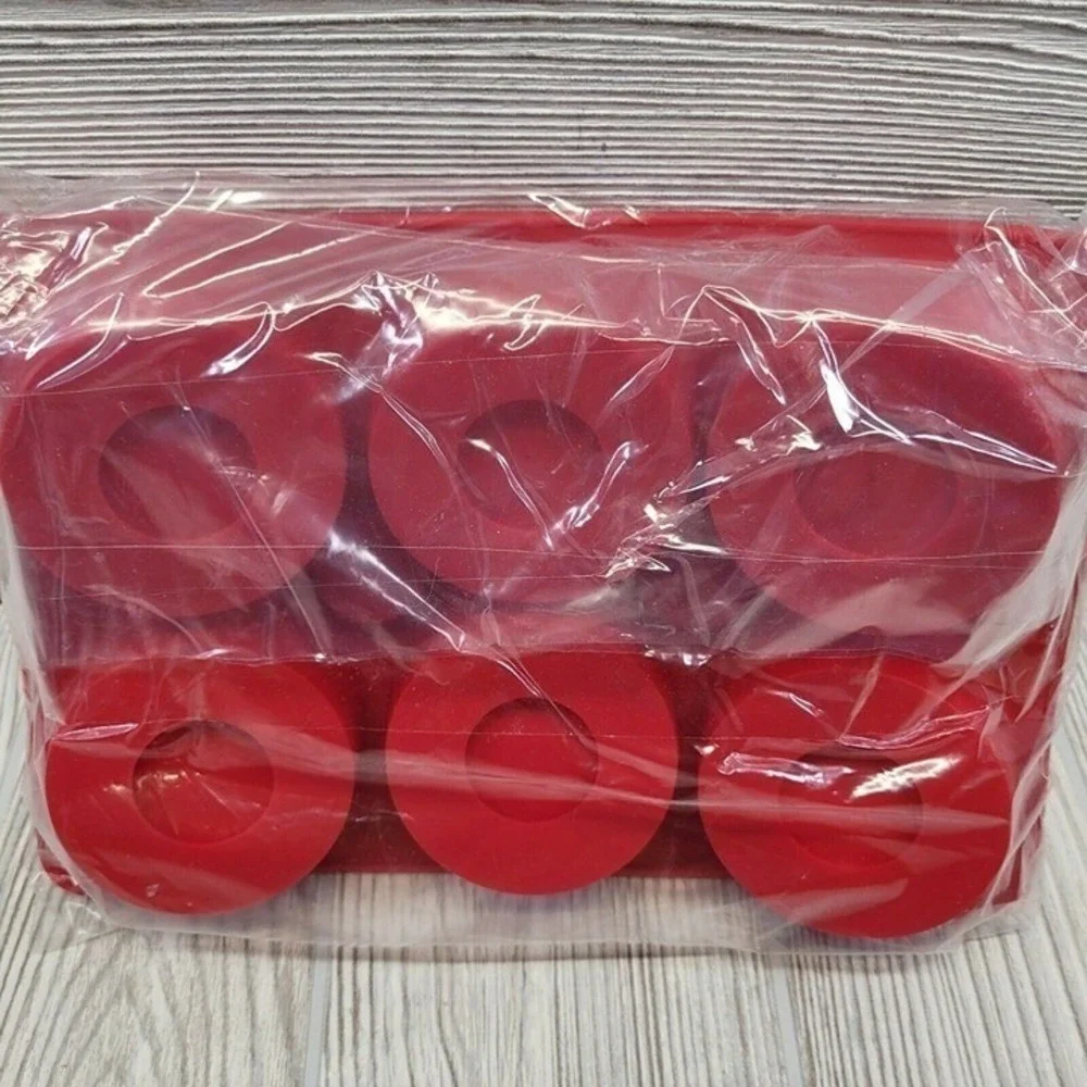 Cupcake Pan Red‎ Silicone 6 Cavity Fillable Center Muffin Mold